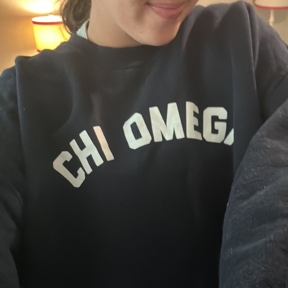 navy chi omega cropped sweatshirt - Picture 4 of 4